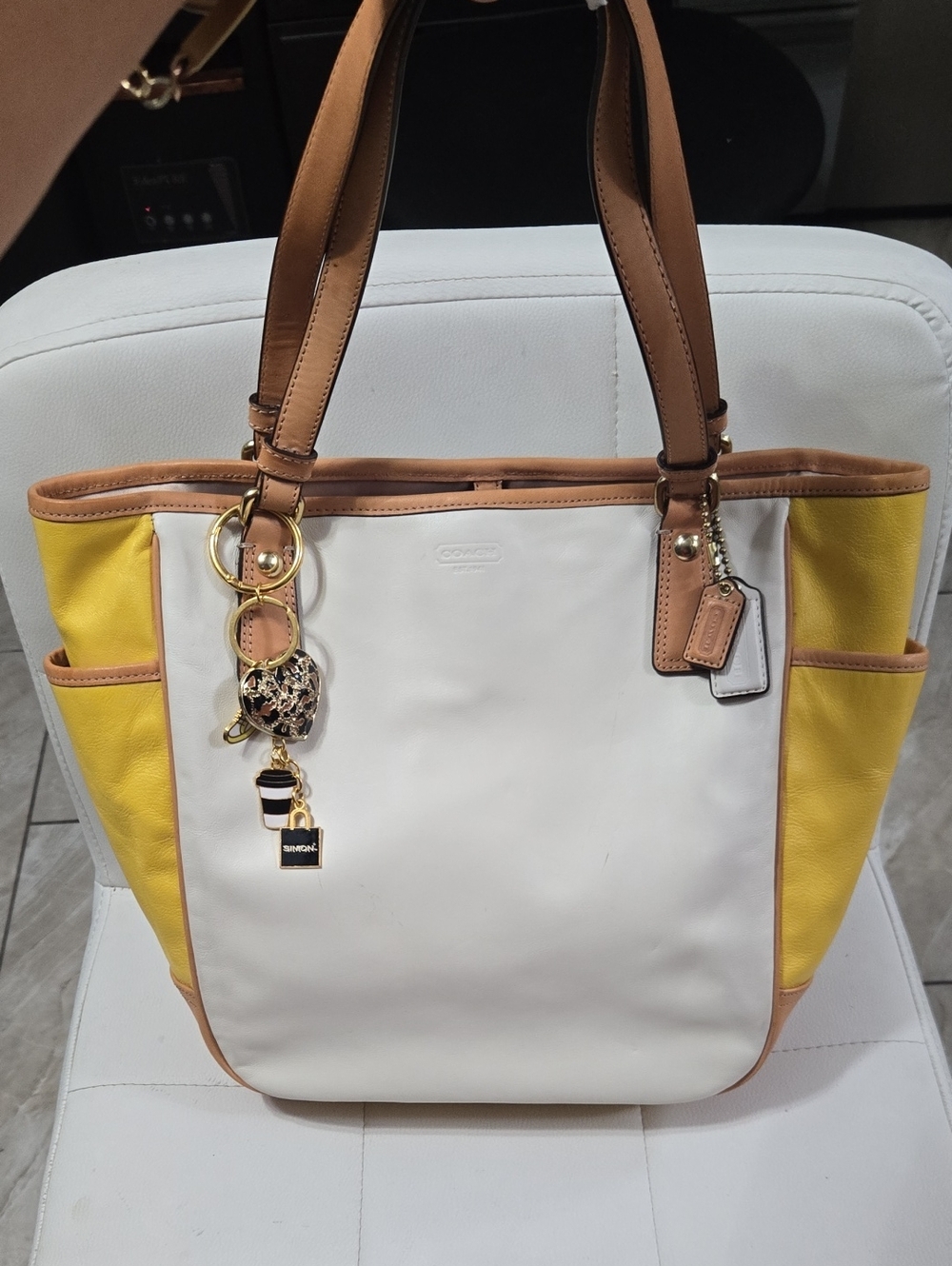 Coach Park Color Block Leather Tote ( F23683)